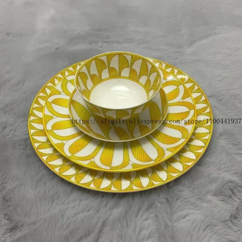European-Style Tableware Bone China Personalized Western Plates Geometric Creative Household Steak Plates Set