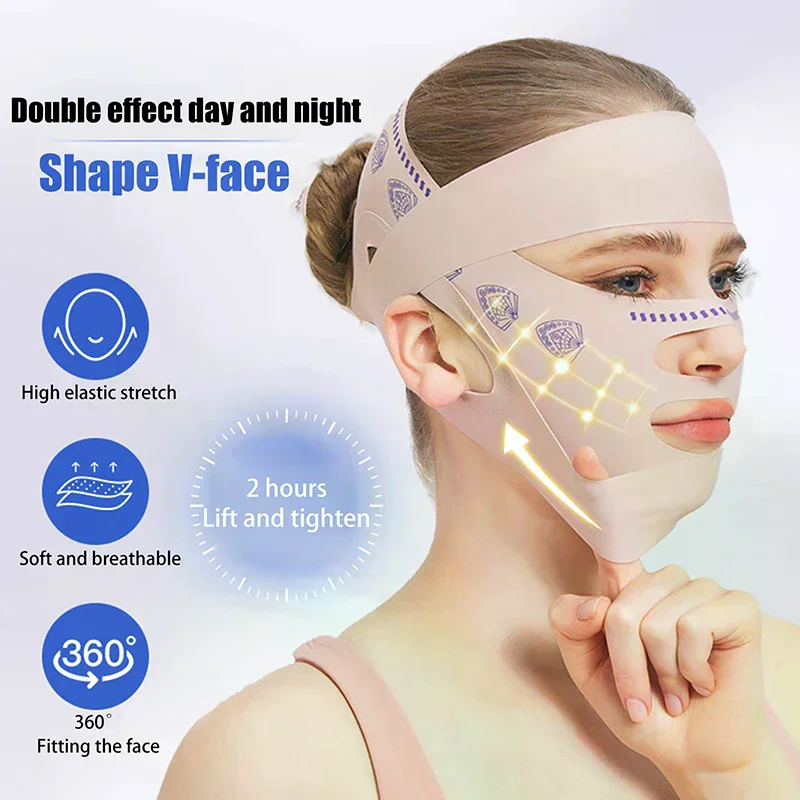 Threefold Pressurized Adjustable Face Sculpting Sleep Mask Elastic Slimming Strap Lifting Tightening Mask V Line Shaping Mask