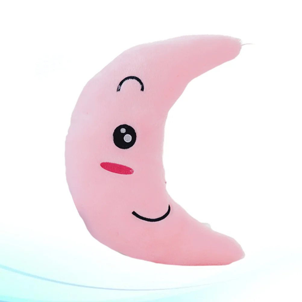 

Pink LED Moon Luminous Pillow Colorful Flash Light Toss Cushion Romantic Design for Home Office Car Use Without