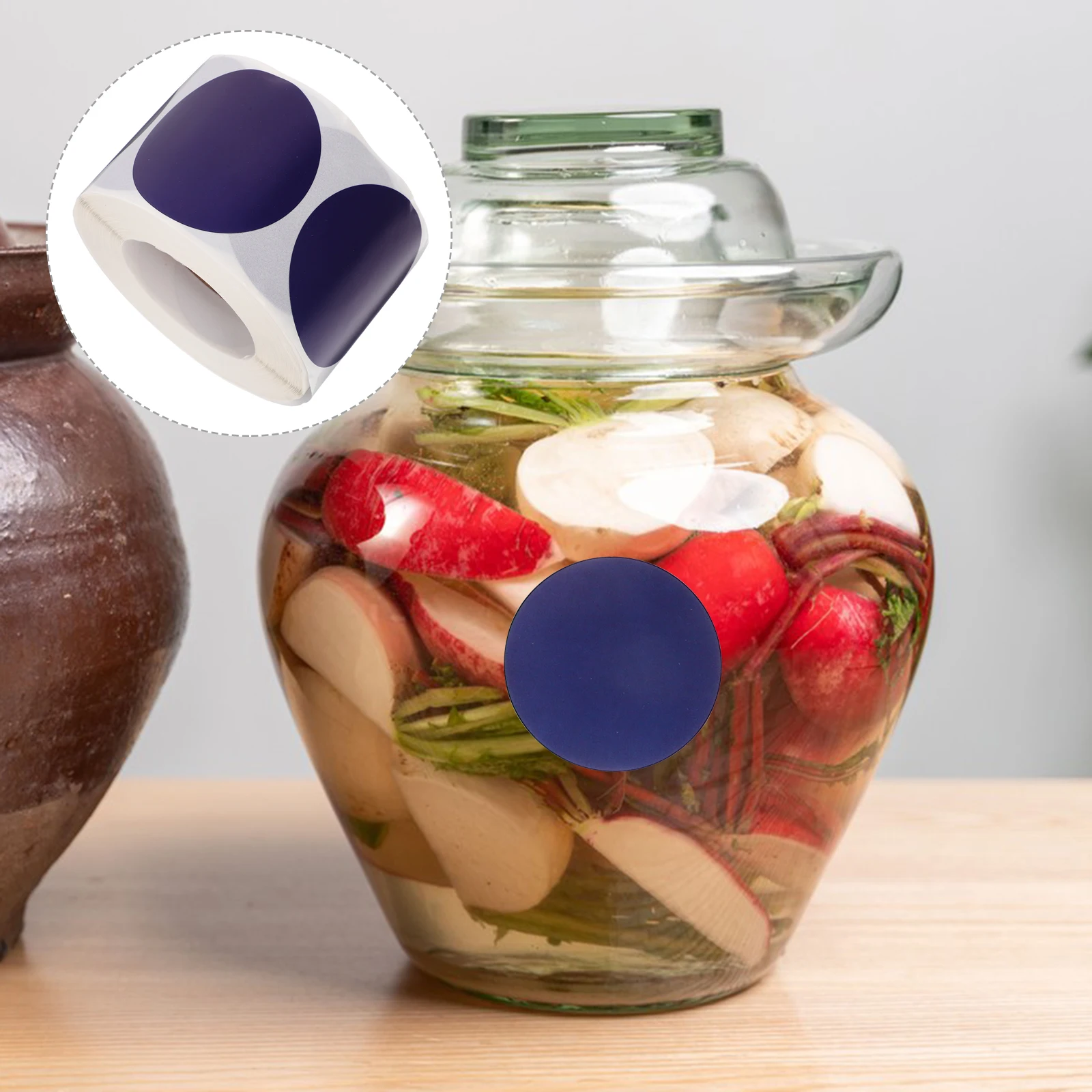 

1 Roll Of Circular Seal Stickers Bright Color Round Adhesive Labels For Home Storage Seasoning Classification Dot Label Stickers