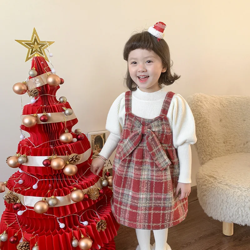 

Girl Clothes Suit Children Dress Girls Christmas Dress Clip Cotton Autumn and Winter Children Korean Style Princess Dress Sets