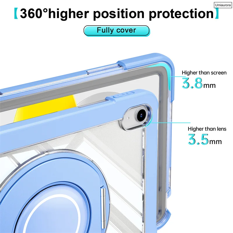 For IPad 7 8 9 10.2 10th 11th A16 12th Gen A19 Air 10.9 11 inch M2 M3 M4 Shockproof PC Silicon Tablet Case Hand Ring Stand Funda