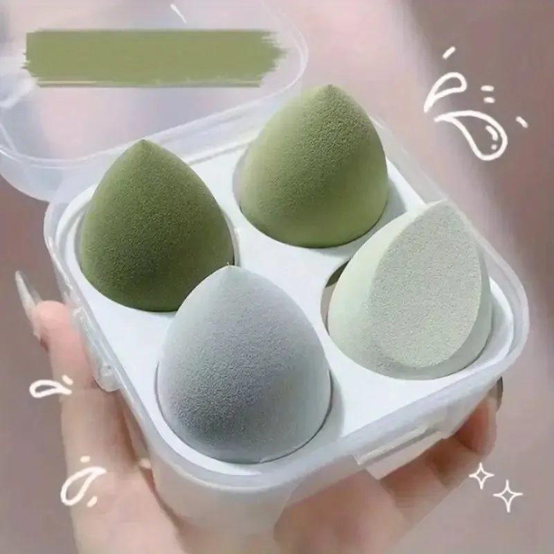 4pcs Make Up Blender Cosmetic Puff Makeup Sponge With Storage Box Foundation Powder Sponge Beauty Tool Fashion Beauty Blender