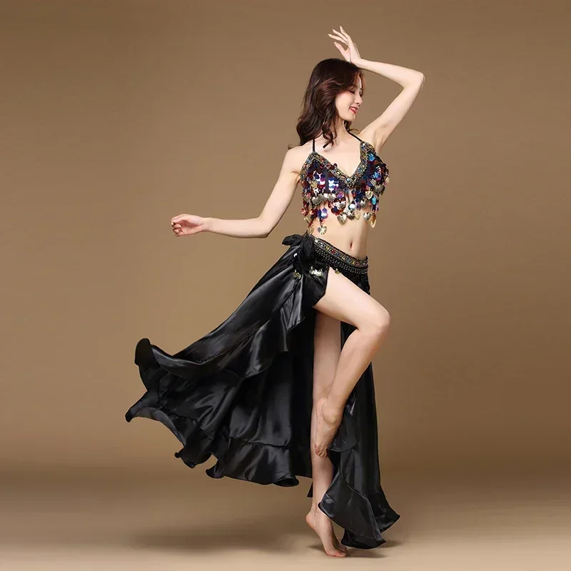 Nuove donne Costume di danza del ventre gonna di danza del ventre orientale Set di prestazioni sul palco gonna con cintura reggiseno abbigliamento per danza del ventre