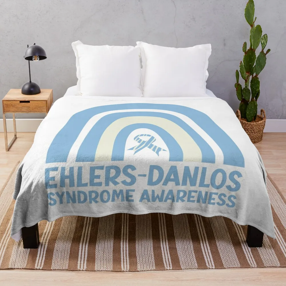 Ehlers-Danlos Syndrome Awareness Ribbon Blue Boho Rainbow Throw Blanket Summer Blankets For Baby Blankets