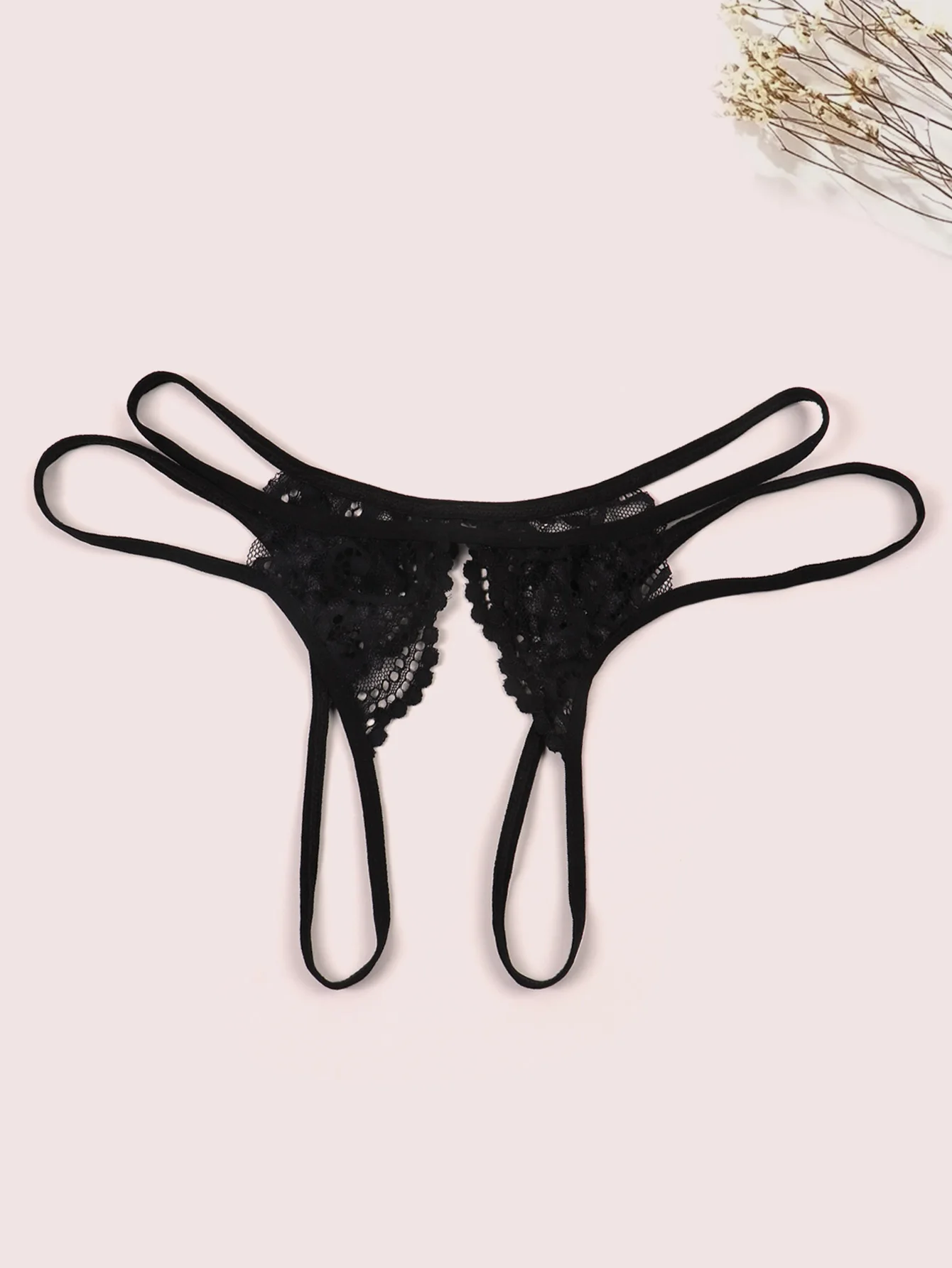 Lace Open Crotch Thong Panty Erotic G-String Briefs Sexy Transparent Underwear for Women Ladies