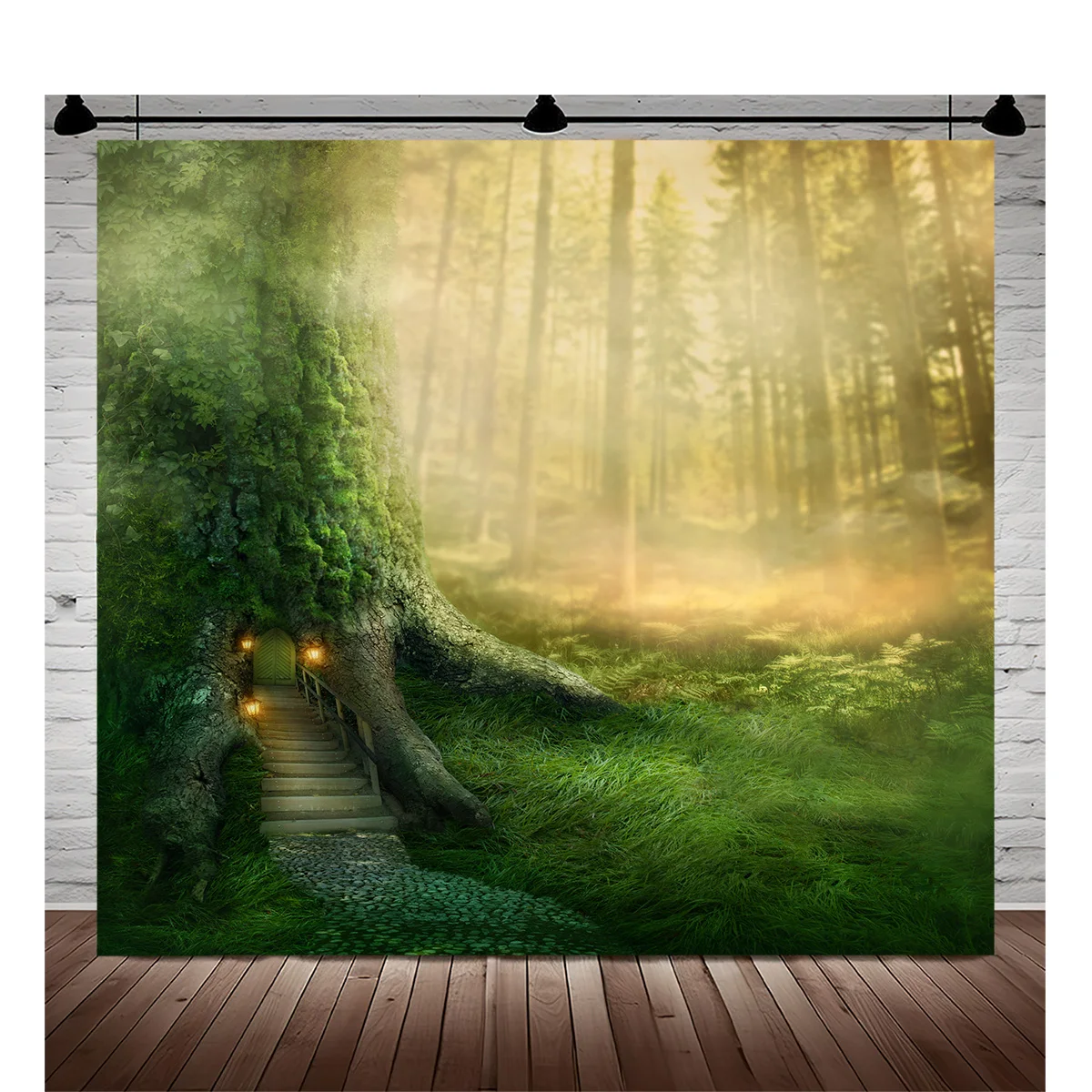 Castle Turret Ivy Cloud Wildflower Firefly Photography Background Enchanted Tree Rainbow Arch Brook Studio Backdrops LY-01