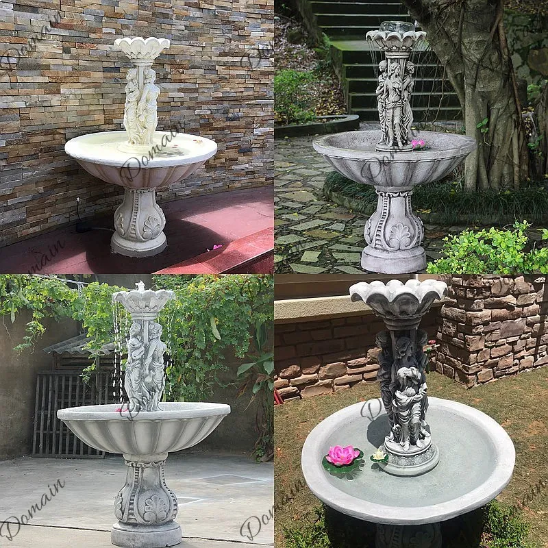 European Style Wishing Well Fountain Figure Flowing Water Outdoor Garden Wedding Decoration Creative Landscape Ornament