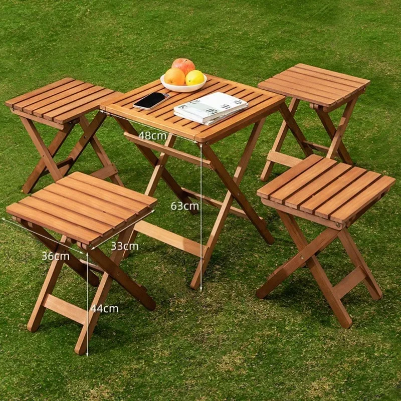 Folding Pine Picnic Table, Durable Outdoor Camping Table, Strong & Portable Garden Furniture Supplies, Practical Picnic Table