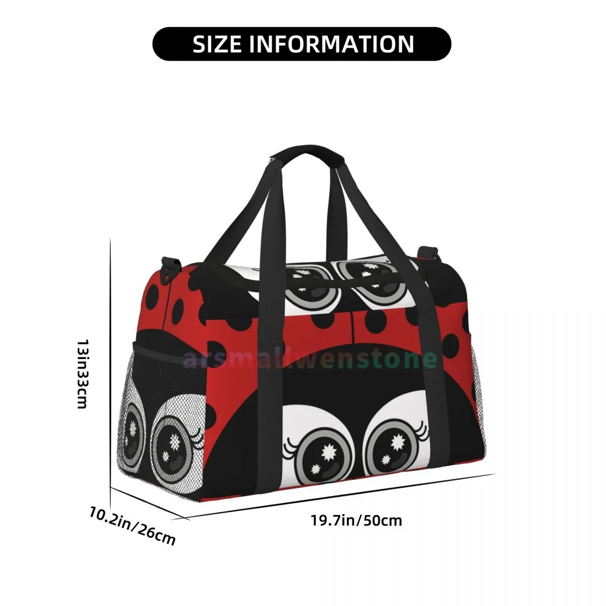 Cute Cartoon Ladybug Travel Duffel Bags Sport Gym Yoga Luggage Bag Personalized Weekender Bag with Shoulder Strap