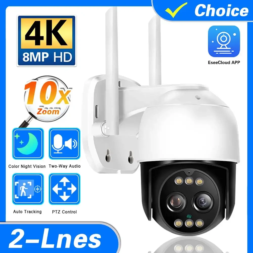 

4K 8MP WiFi Outdoor IP Camera 10x PTZ Zoom Color Night Vision Camera Automatic Tracking Security Protection Monitoring IP CCTV