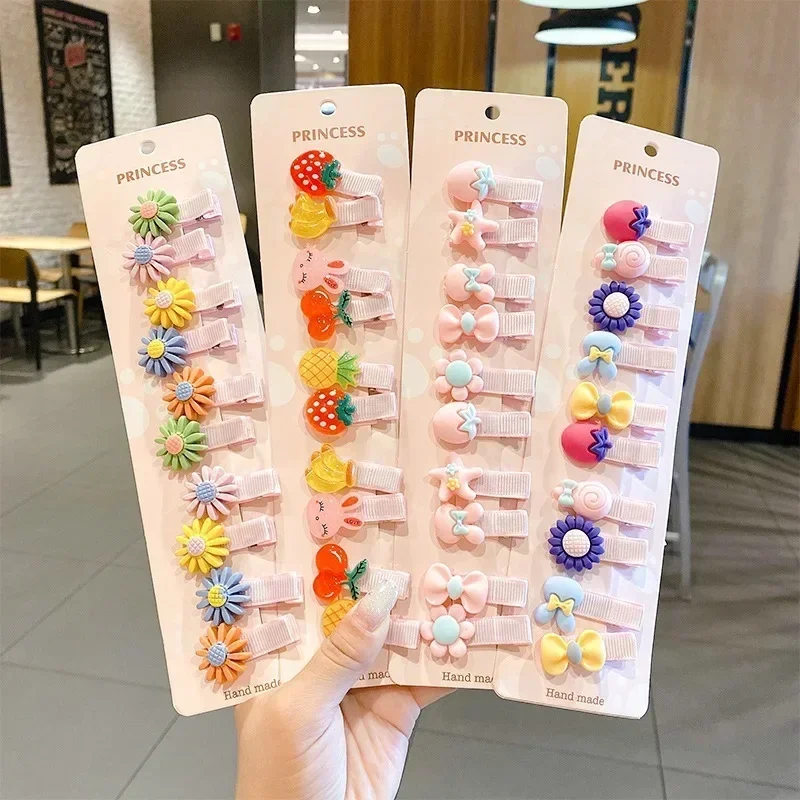 10pcs a set new Girls Cartoon Cute animal Rainbow Flower Hair Clips Kids Sweet Hair Decorate Bangs Hairpin Barrettes Accessories