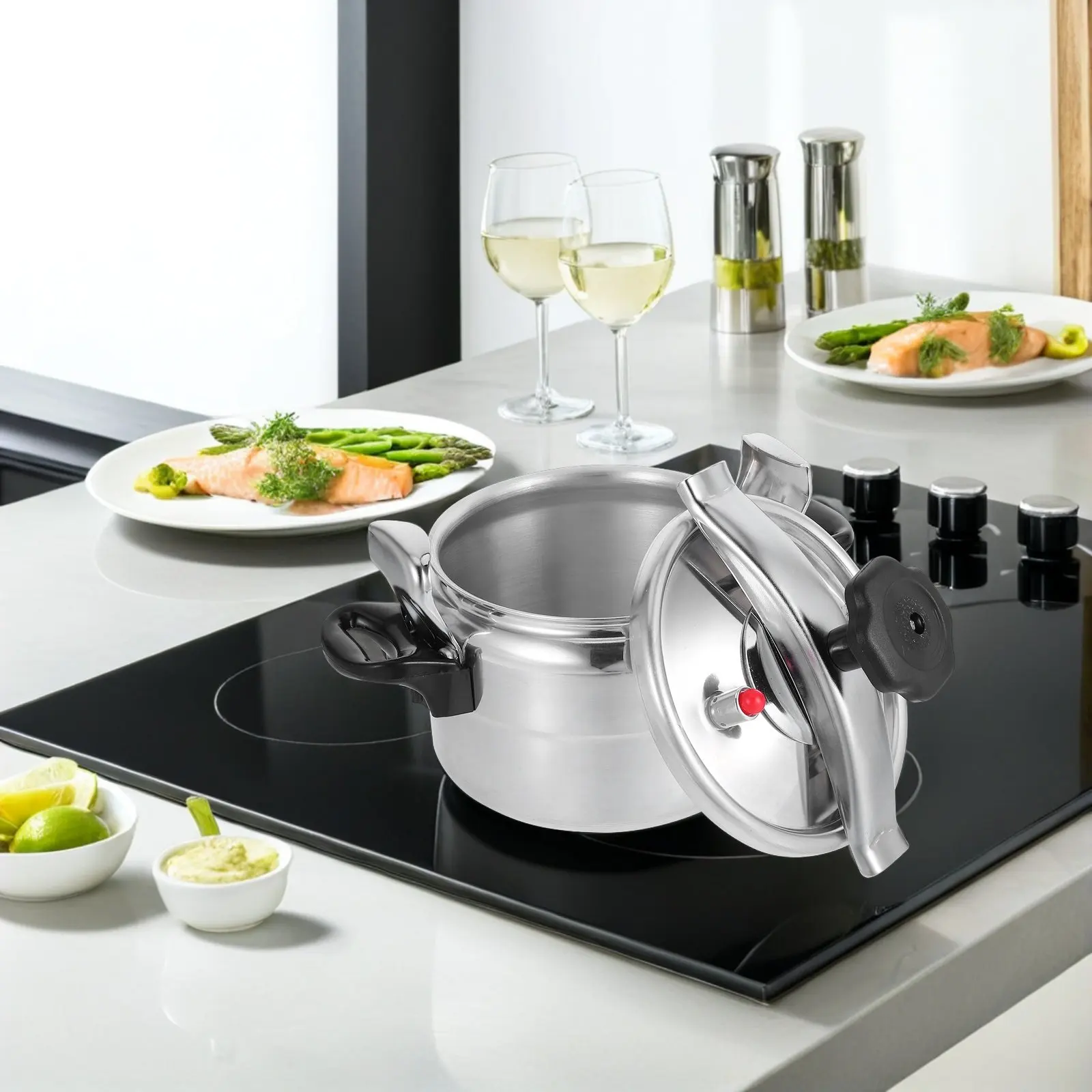 

Aluminum Alloy Pressure Cooker Large Capacity Stovetop Pot for Gas Induction Cooking Fast Even Heat Distribution Ideal for Home