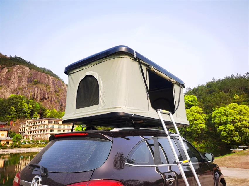 2022 Hot Sale Light Weight Waterproof Cotton Canvas Side Open ABS Hard Shell Car Roof Tent