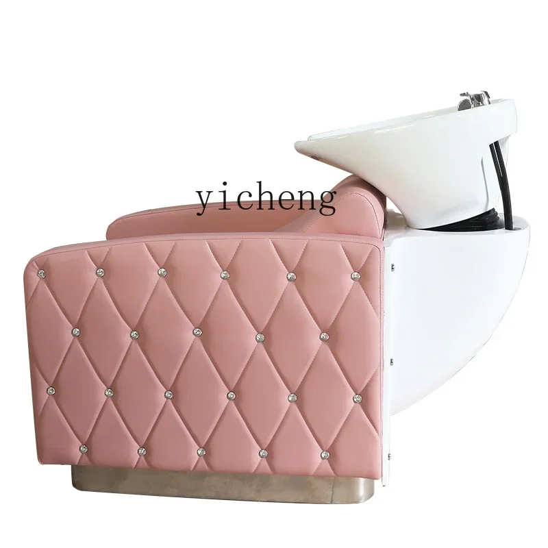 Zws. Hair Salon Semi-reclining Shampoo Bed Flush Bed Hair Salon Ceramic Basin