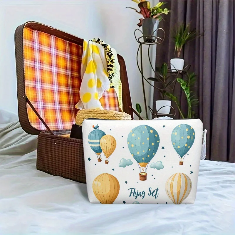 熱気球の化粧品バッグ - 多機能ジッパーポーチ、ジュエリー収納バッグ、旅行に最適なジッパー付き小型収納バッグ。