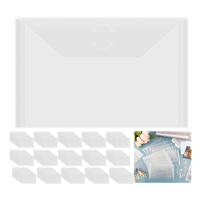 

7X5in Storage Envelopes,Resealable Plastic Envelopes Pockets Storage Bag For Clear Stamp,Die Cuts,Scrapbook Paper