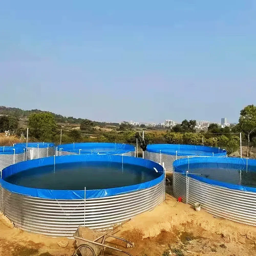 94000L hot selling galvanized sheet canvas circular water tank can be customized for Tilapia Fish farming Equipment