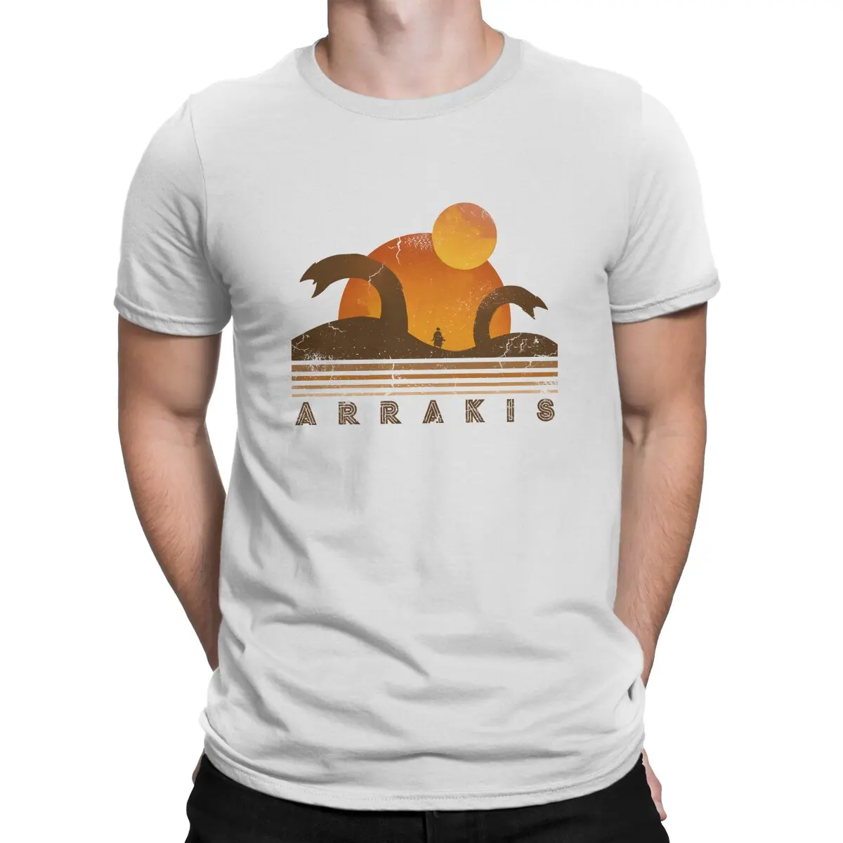 Arrakis Aged Men TShirt Dune Chronicles Sci-Fi Movie Crewneck Tops Polyester T Shirt Humor Gift Idea