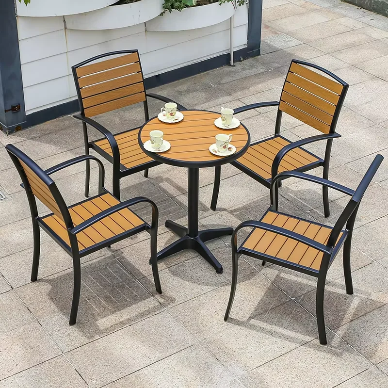 Nordic Round/Square Table Solid Wood grain Modern Furniture Outdoor Patio Cafe Dining Table Balcony Living Room Leisure Table