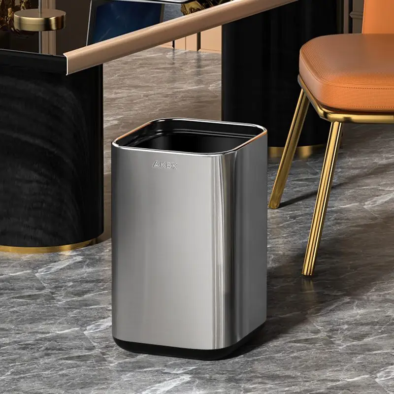 Living Room Trash Can Without Lid Household Stainless Steel Kitchen Large Capacity Toilet Premium Luxury Hotel Customize LOGO