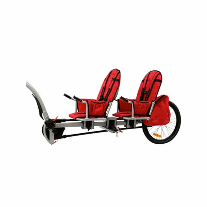 Twins Bicycle Trailer with Connector, 20 Inch Air Wheel Steel Carriage for Two Kids