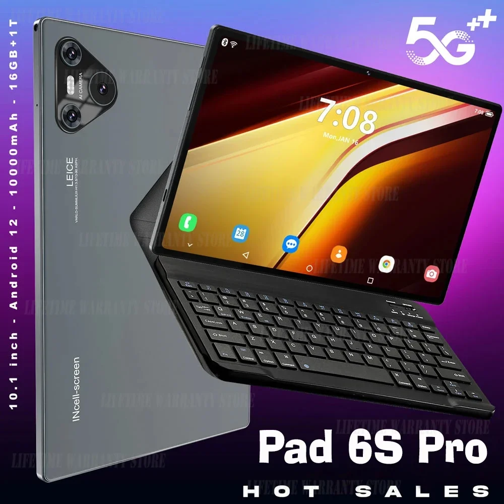 

2024 Original Pad 6S Pro Tablet PC Android 16GB+1TB Dual SIM 10inch Tablets 10000mAh 5G Global Version GPS For children Kids Tab