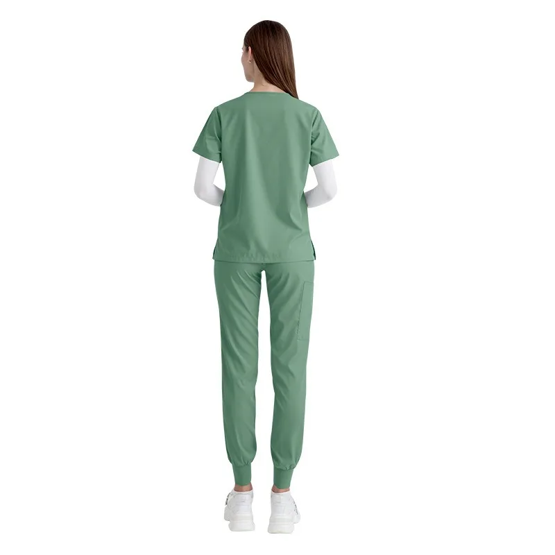 Conjunto de uniformes médicos, Tops elásticos con pantalones de bolsillo, uniforme de enfermera, monos de cirugía, ropa de trabajo para salón de