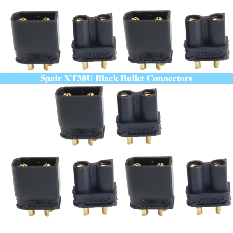 5 paar Adapter XT30U Schwarz Bullet Anschlüsse Stecker für RC Lithium-Polymer-Batterie Quadcopter FPV Racing Drone Lipo Batterie DIY