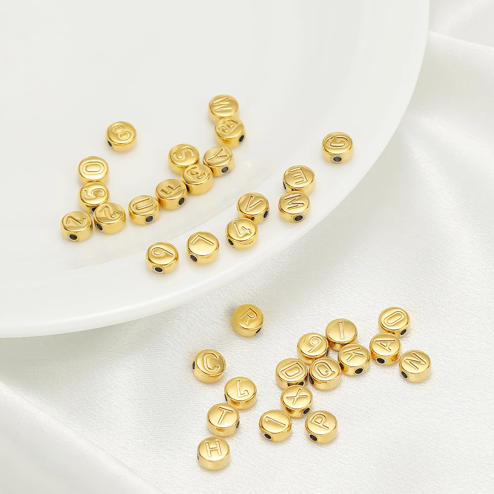 10pcs English Letter Number Beads Stainless Steel Gold Plated Spacer Beads for DIY Jewelry Making Bracelets Necklaces Supplies image 5