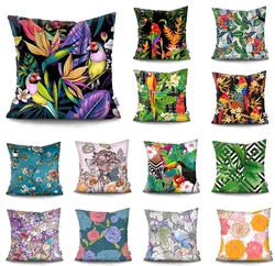 45x45CM Pillow Set Tropical Plant Parrot Sofa Cushion  Decoration