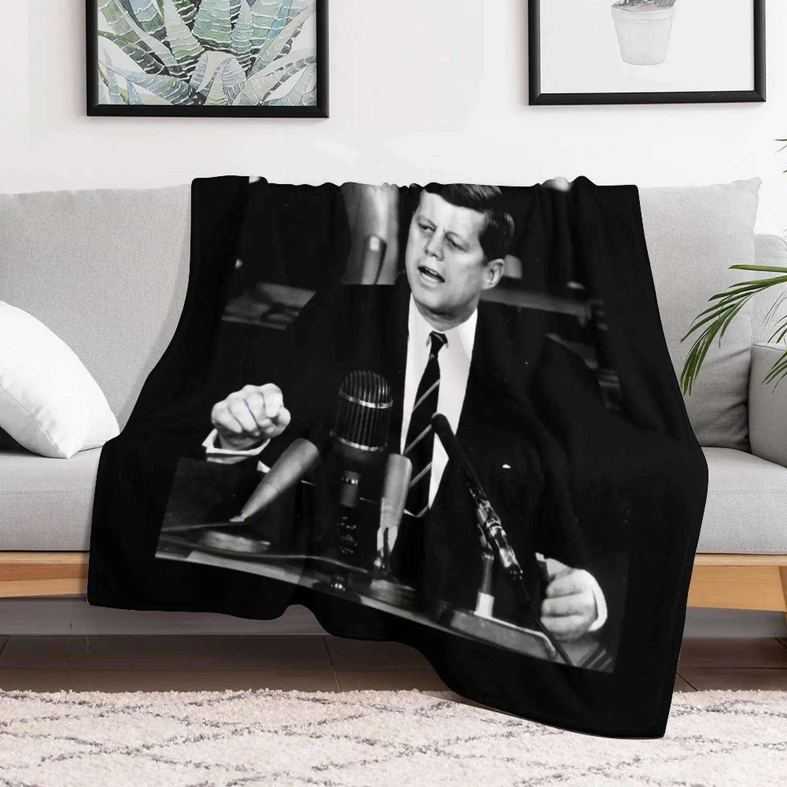 John F Kennedy USA President Throw Blanket Fluffy Cozy Throw Blanket for Home Decor