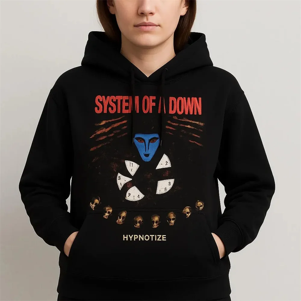 90s Vintage Rock Band System of A Down Mezmerize Print Hoodie Men Alternative Metal Music Sweatshirt Men's Gothic Hoodies