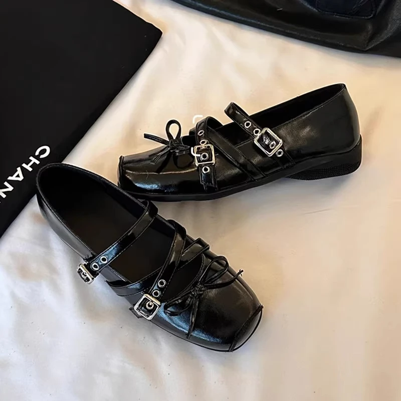 

Shoes Women Mary Janes Low Heels Pumps Woman 2025 Trend Lolita Gothic Ballet Flats Black Silver Party Dress Ladies Shoes on Sale