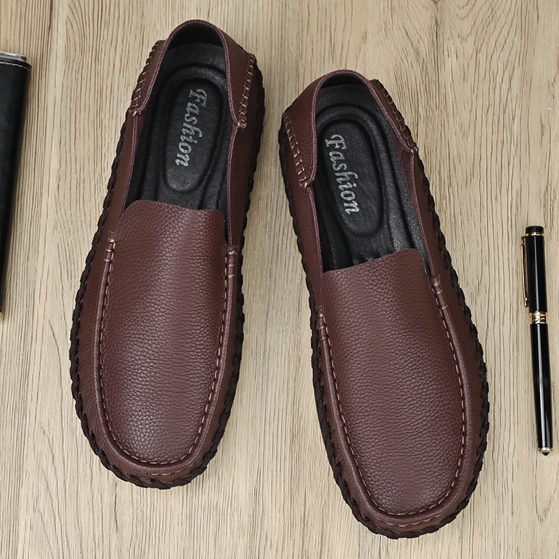 Summer Hollowed Out Casual Shoes with Soft Soles  Surfaces Lightweight Breathable Hand Sewn Flat Bottom Driving Plus Size Shoes