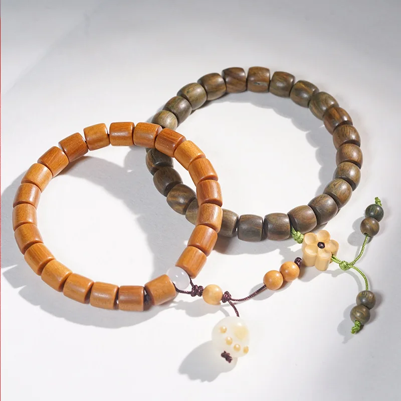 

Green Sandalwood Prayer Bead Bracelet DIY Creative Single Loop Straight Cut Unisex Collectible Jewelry Holiday Gift