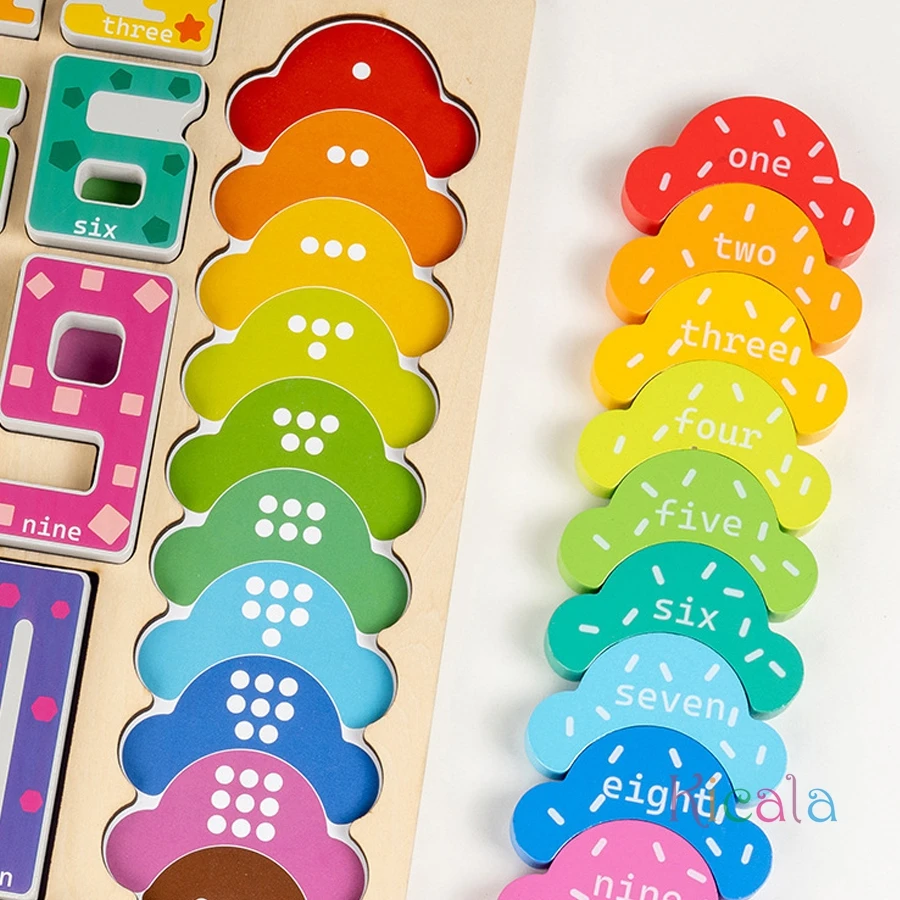 Деревянные развивающие цифровые блоки, креативные головоломки, штабелируемые игрушки, распознавающие цветные цифры, подарок Монтессори