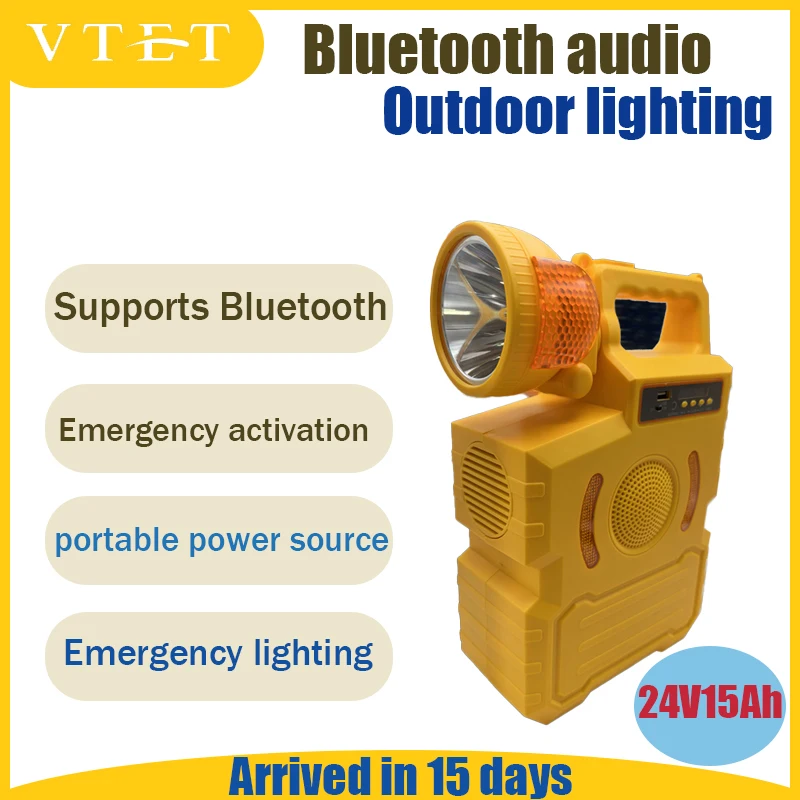 

24V15Ah High-capacity Outdoor Multifunctional Power Supply Flashlight LED Light Bluetooth Speaker 220V Power Supply USB Charging