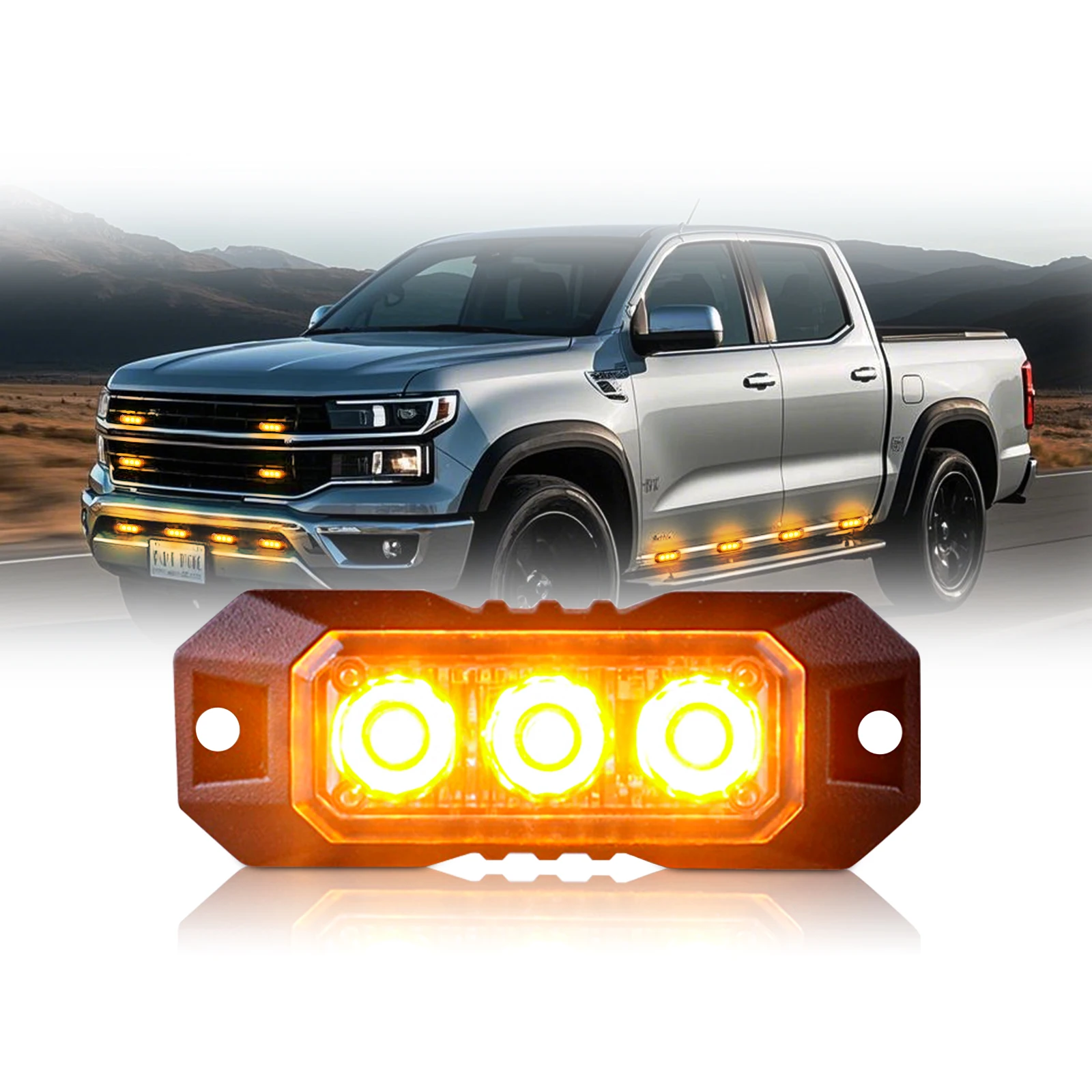 1PCS 3LED Strobe Warning Light Strobe Grille Emergency Flashing Light for Trucks Cars signal Lamp Surface Mount Lighting 12-24V