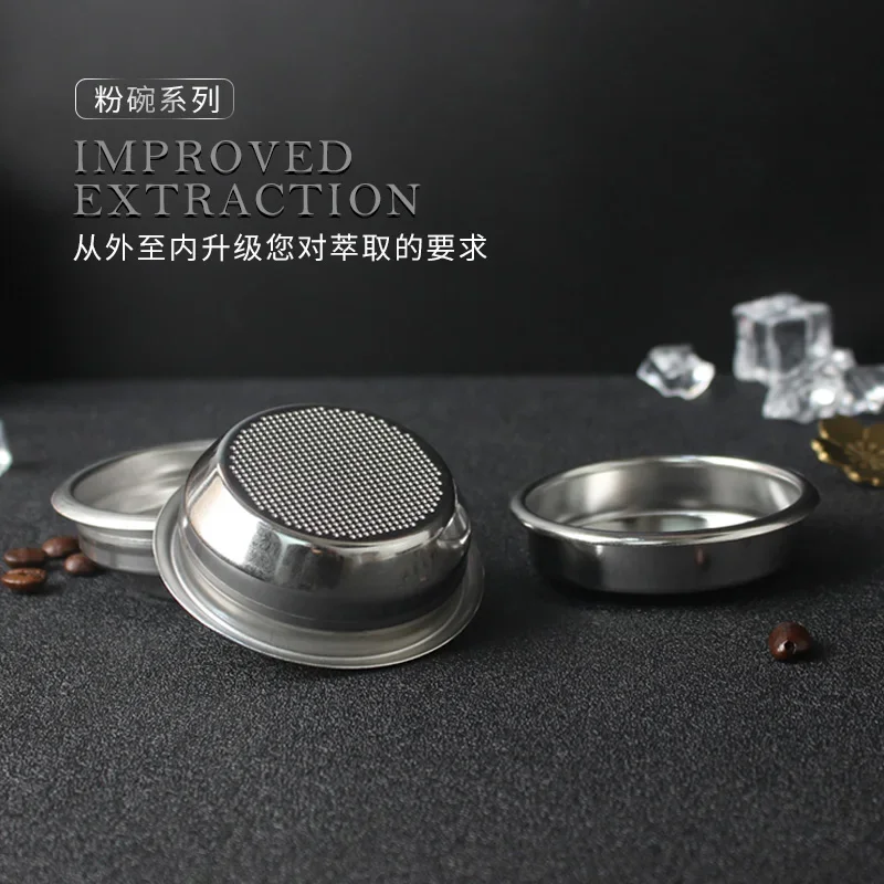 2PCS Coffee machine cleaning blind bowl, closed flush, boiling head handle, stainless steel, perforated 51/54/58mm powder bowl