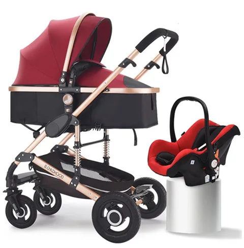 stroller baby 4 in 1 3in1 can sit  lie folding High landscape two-sides child four seasons Russia with car seat