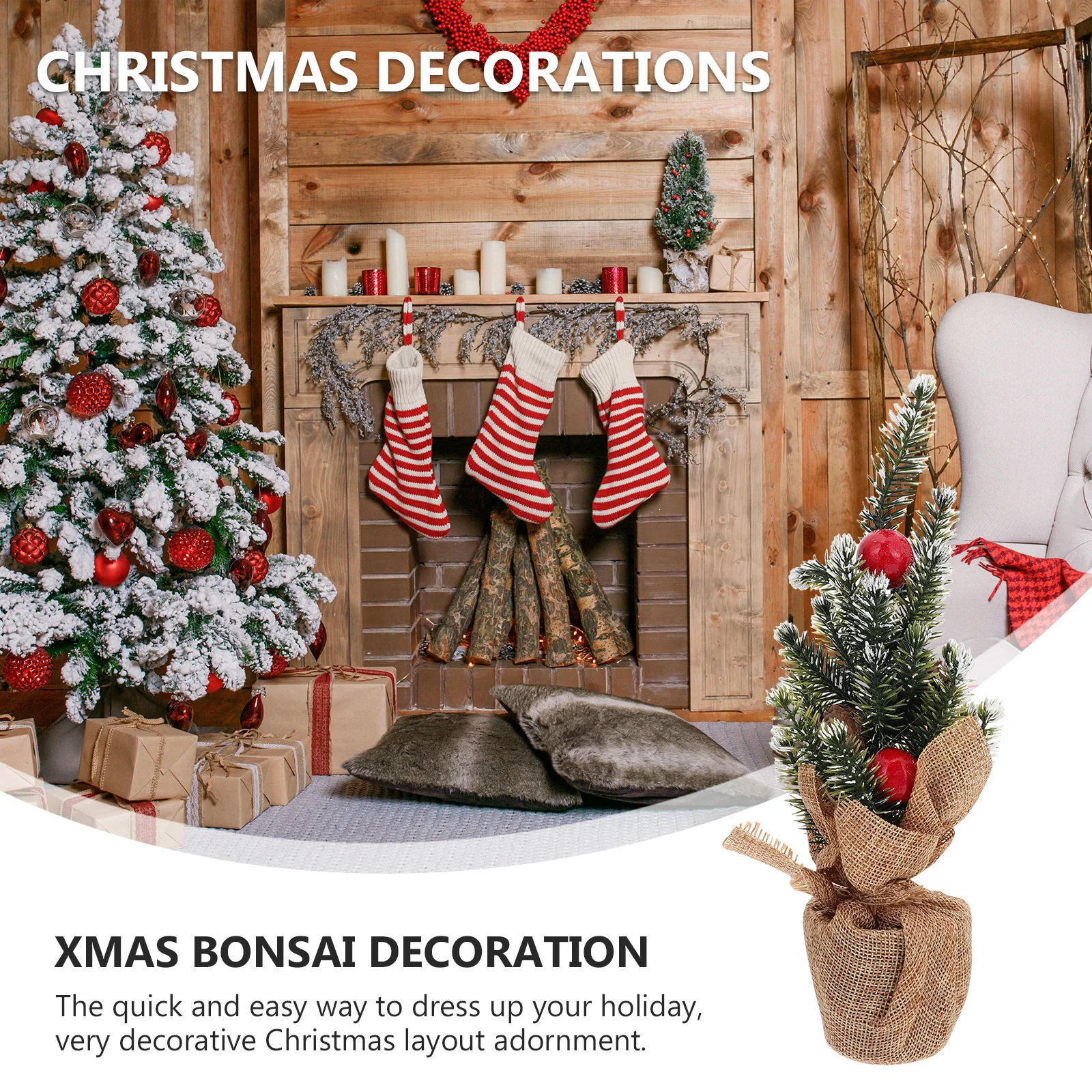 

Table Top Christmas Trees Bonsai Small Decor Desk Artificial Desktop Decorations Green