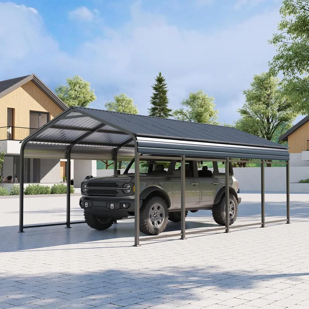 

12 x 20 FT Metal Carport, Outdoor Heavy Duty Steel Canopy, Garage Car Shelter Shade with Metal Roof, Outdoor Car Tent for Car