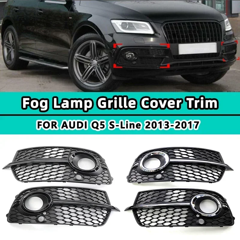 

Front Fog Light Lamp Lower Cover Grille For Audi Q5 Sport S-line 2013 2014 2015 2016 2017 Honeycomb Grill 8R0807681S,8R0807682N