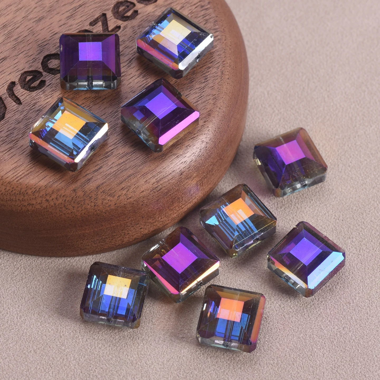 10pcs 13mm Square Faceted Cut Crystal Glass Loose Crafts Beads lot for DIY Jewelry Making