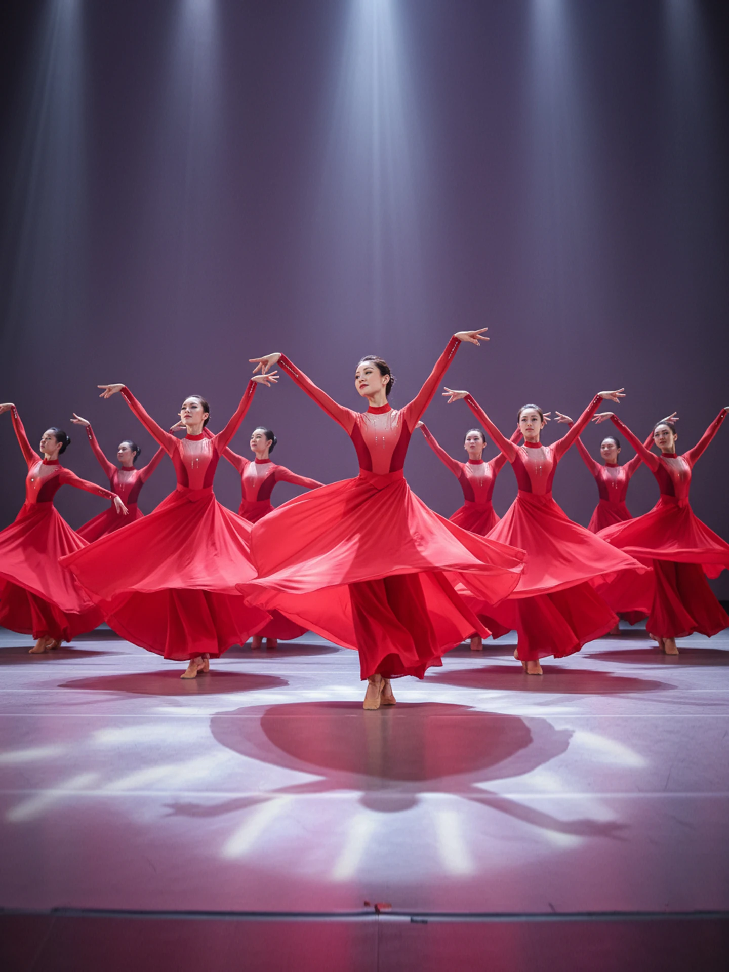 

Новый красный современный классический танцевальный костюм 2025 года с широкой юбкой для выступлений, традиционная этническая женская одежда для открывающих танцев