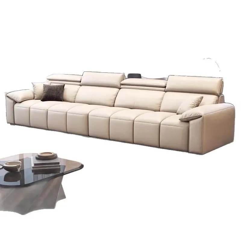 

High-end leisure, leather living room, retro light luxury, large and small apartment, combination sofa,