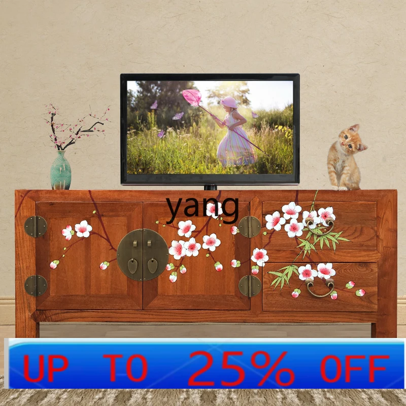 

LMM small apartment TV cabinet simple creative painted all solid wood living room storage TV cabinet