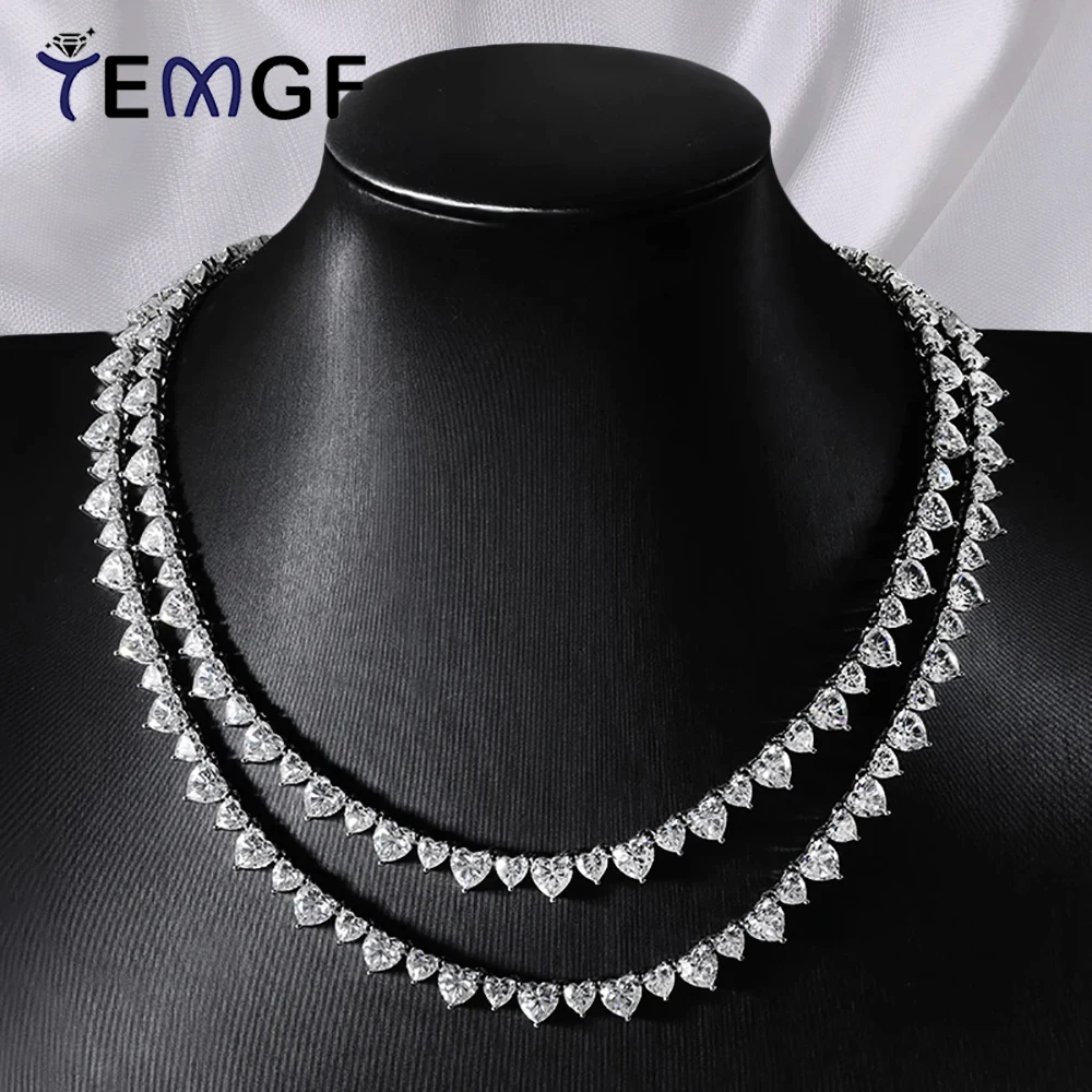 

TEMGF Full Moissanite Necklace Heart Cut With GRA S925 Sterling Silver Chain for Women Wedding Banquet Luxury Sparkling Jewelry
