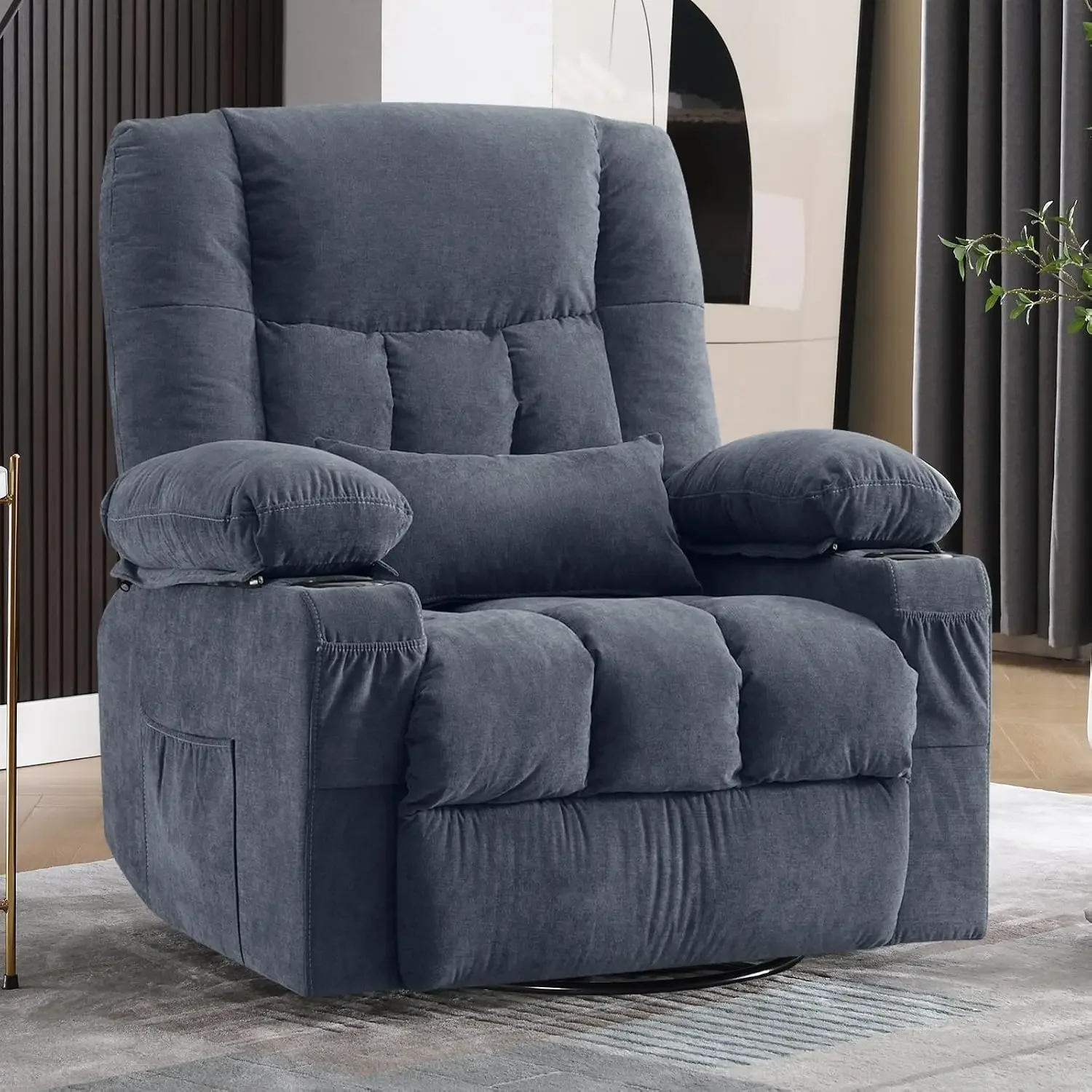 Swivel Rocker Recliner Chair with Vibration Massage and Heat Ergonomic Lounge Chair for Living Room with Rocking